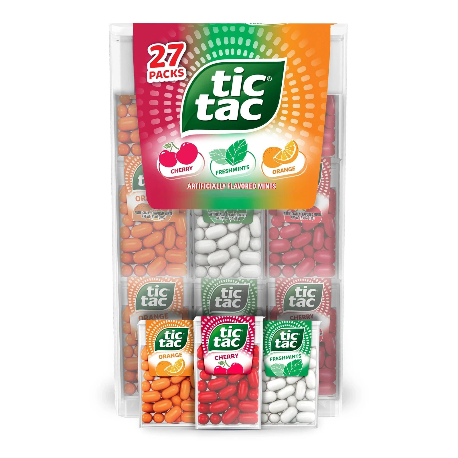 Tic Tac Variety Pack Mega Box Bulk 27 Packs Cherry Freshmints Orange