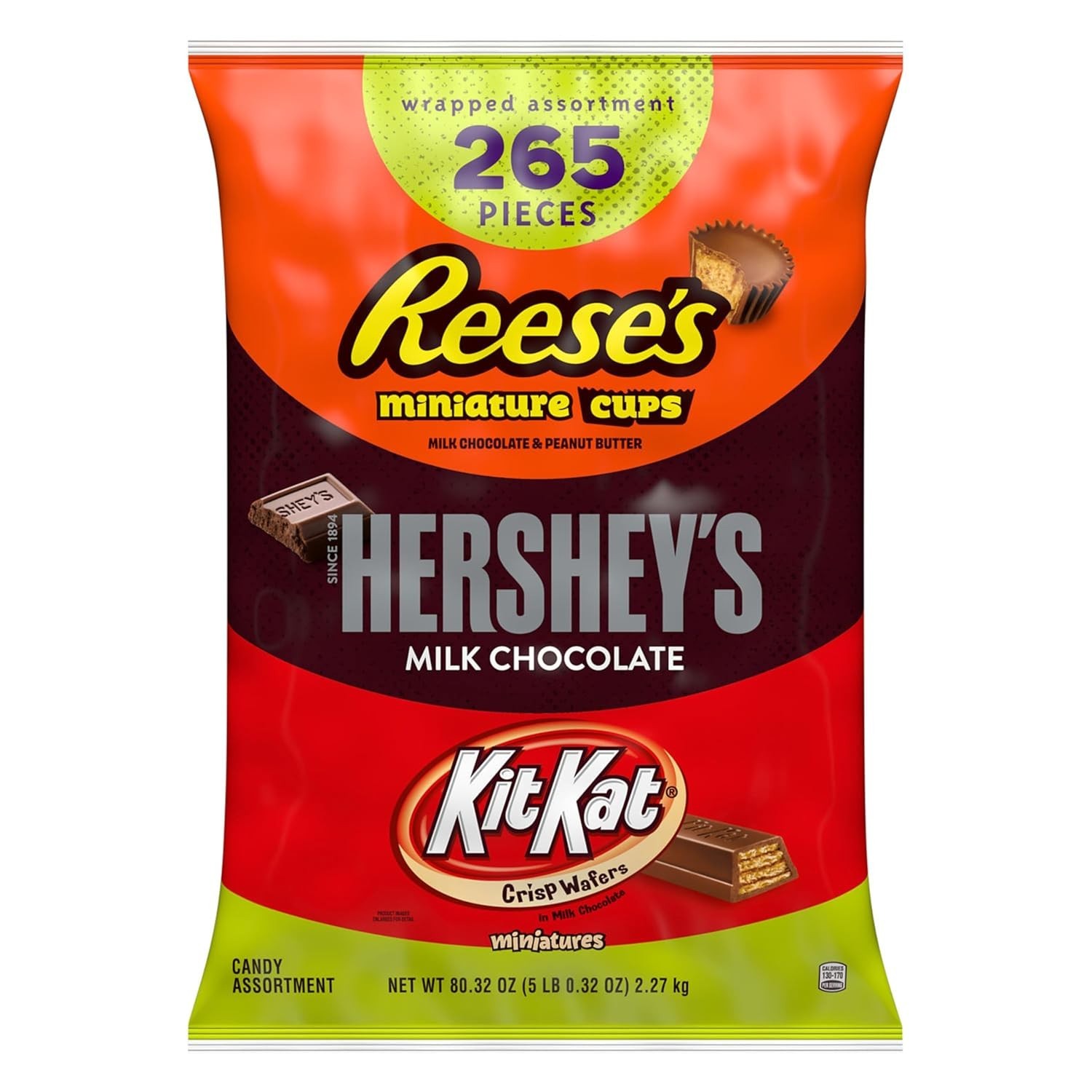 KIT KAT & REESE’S Bulk Assorted Chocolate Candy Bag, 80.32 oz – 265 Pieces