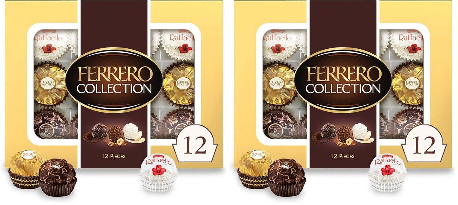 Ferrero Collection Gourmet Gift Box, 12 Assorted Confections with Hazelnut, Dark