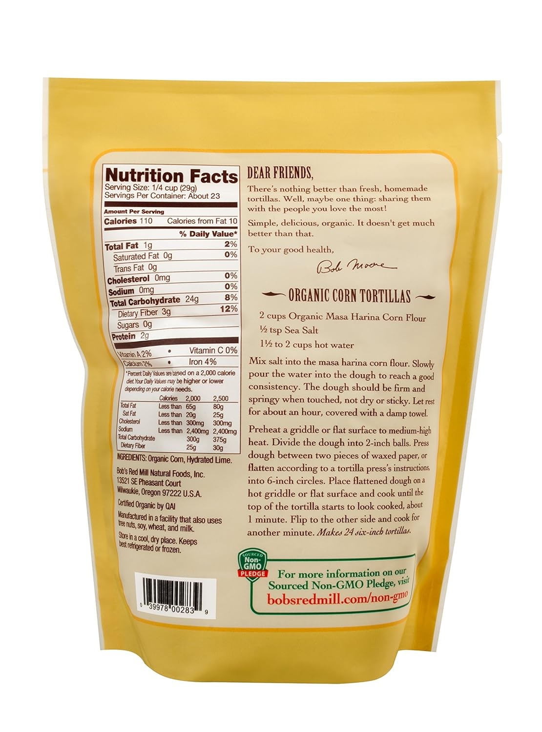 Bob’s Red Mill Organic Masa Harina Flour, 24oz (Pack of 1) – Non GMO, Vegan,