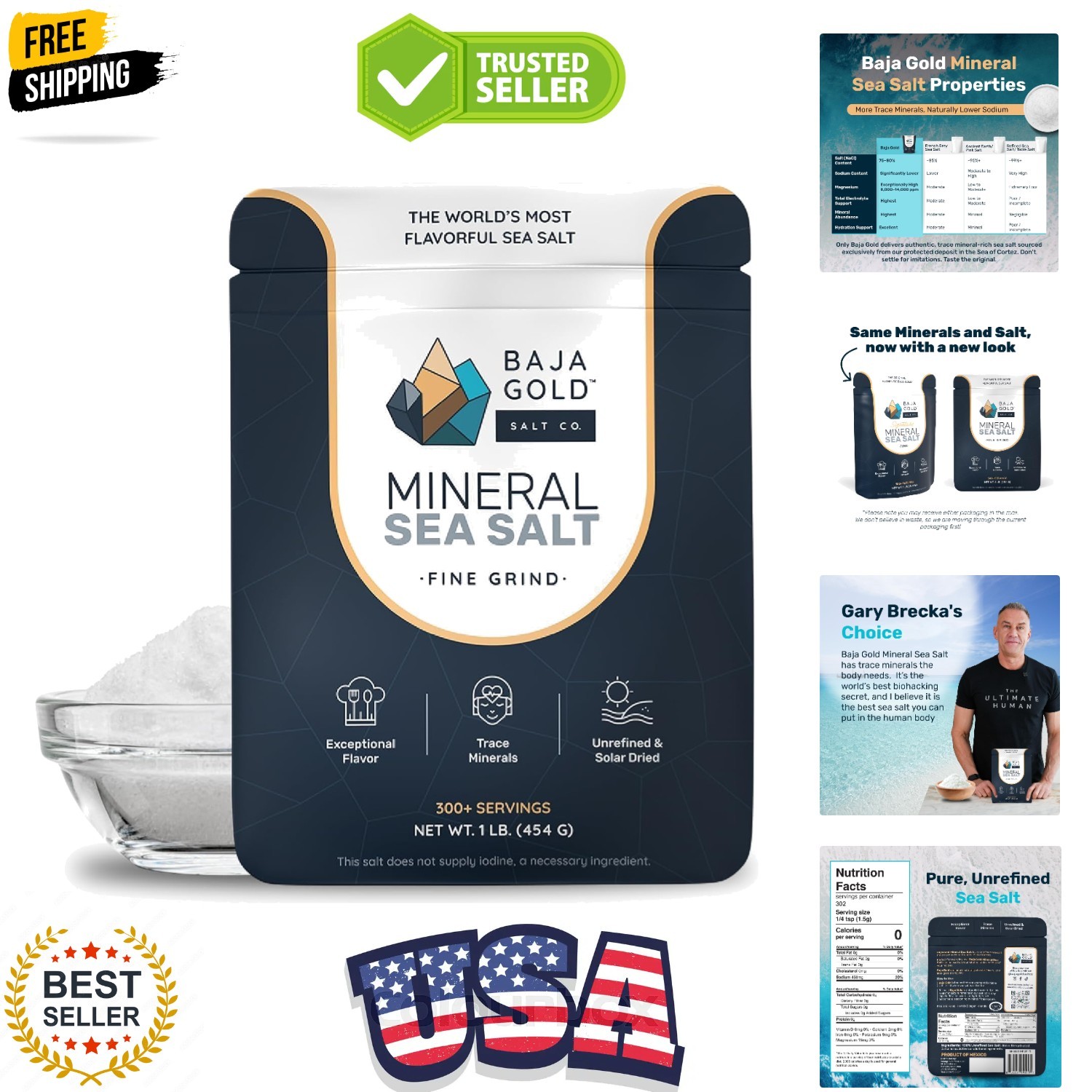 Mineral Sea Salt – Pure & Organic Real Salt for Cooking & Baking | Fine Grind…