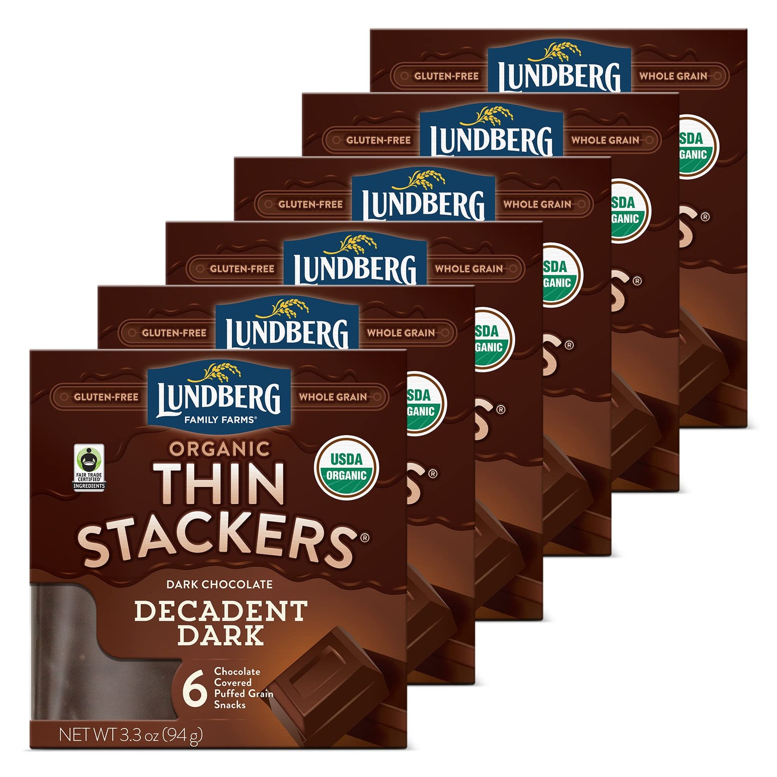 Lundberg Organic Thin Stackers Dark Chocolate Rice Cakes Gluten Free 19.8Oz