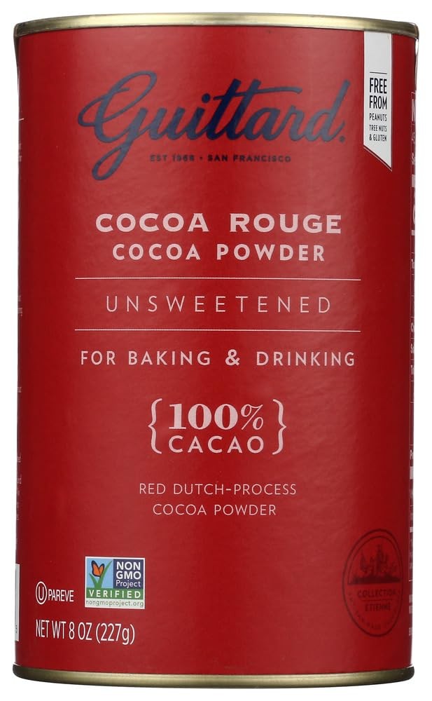 E Cocoa Powder, Unsweetened Rouge Red Dutch Process Cocoa, 8oz Can