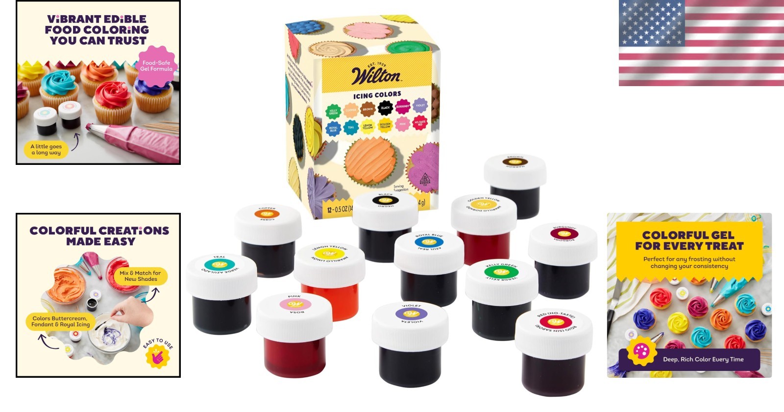 12-Piece Edible Gel Food Coloring Set – Mixable Shades for Vibrant Baking
