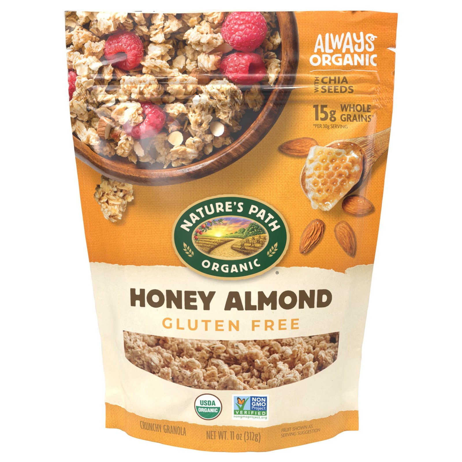 Nature’s Path Organic Honey Almond Granola, 11 oz, Gluten Free, NonGMO