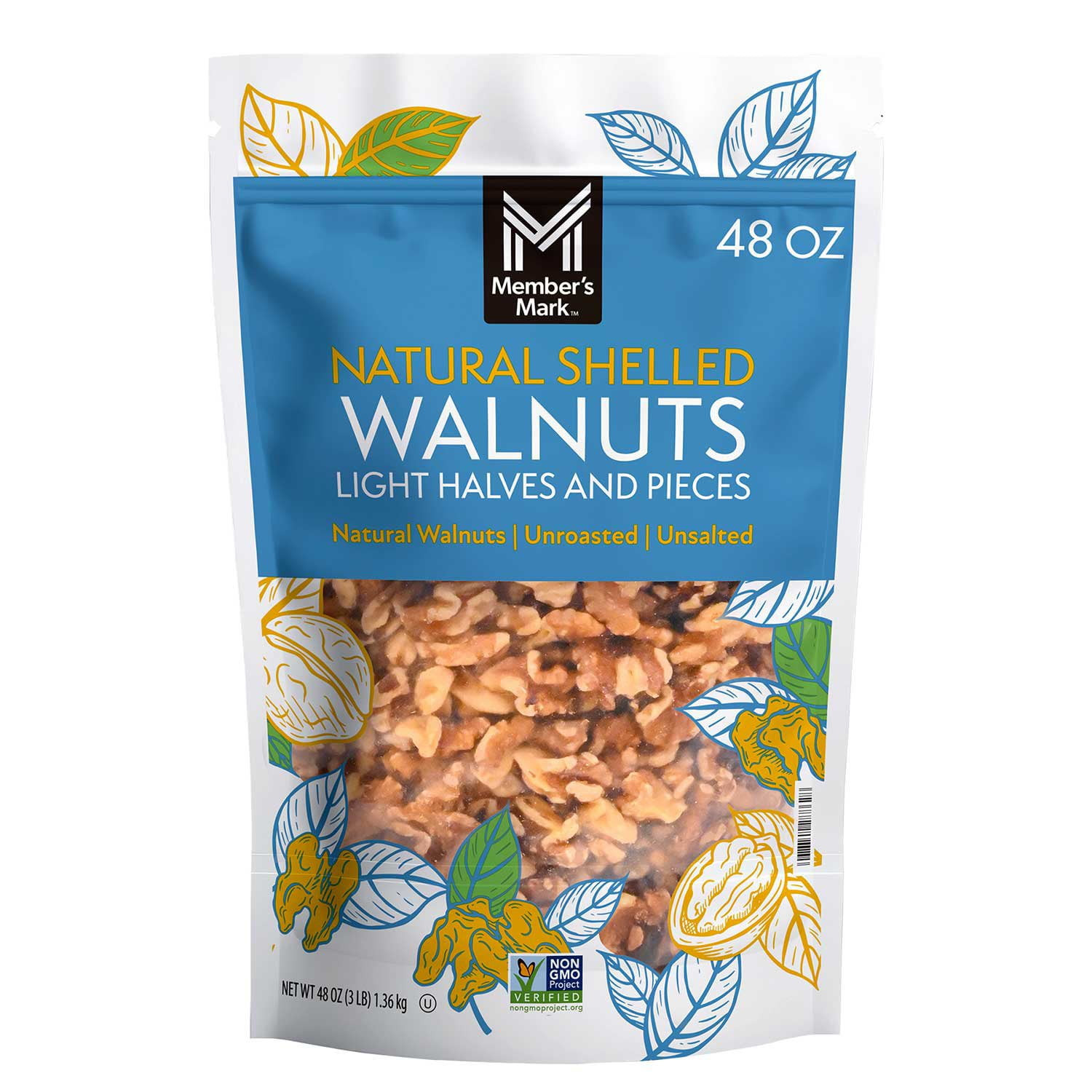 Member’s Mark Natural Shelled Walnuts, 3 lbs Bulk Pack Fresh Nuts