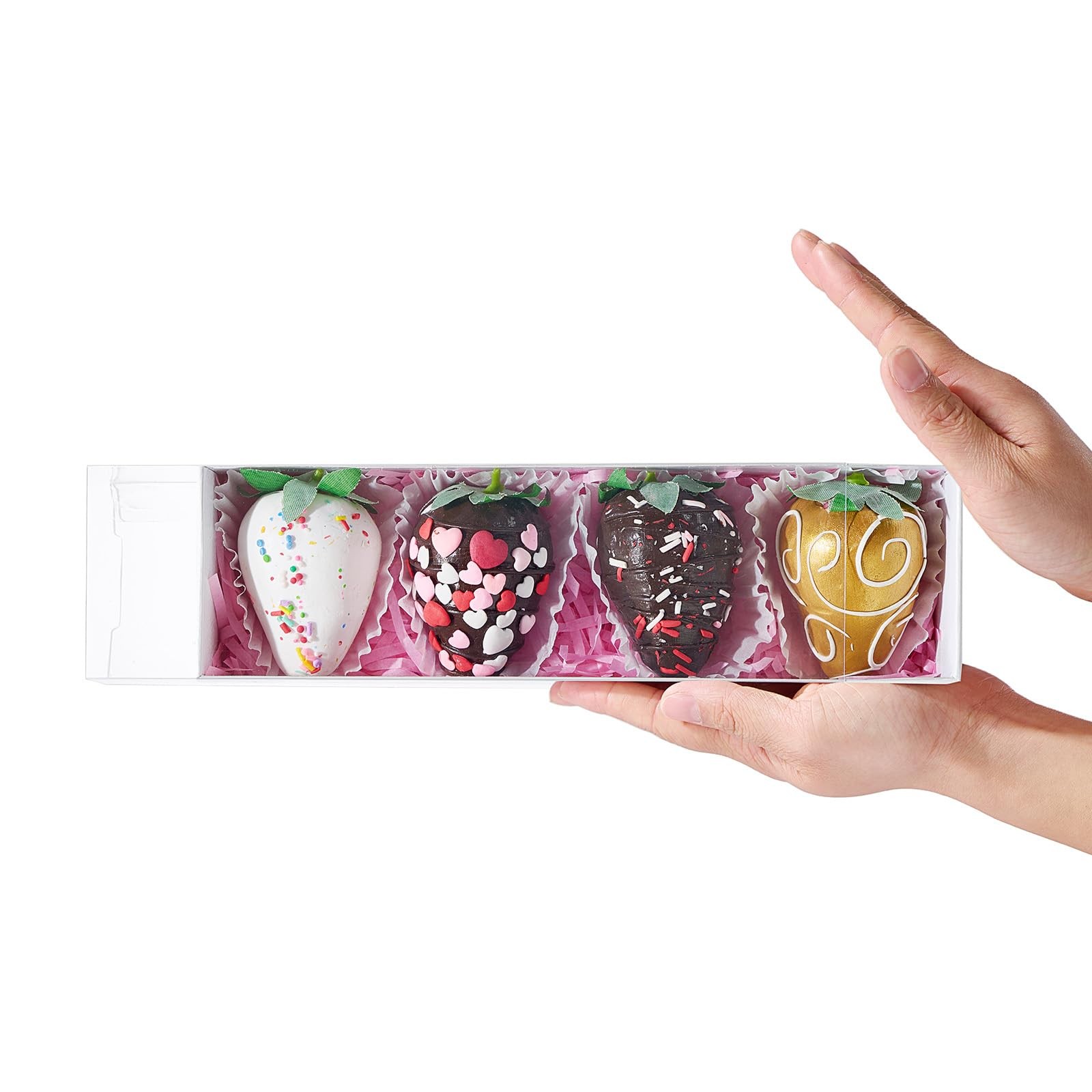 50Pcs 8×2.2×2 Inches Chocolate Covered Strawberry Boxes, Mcaron,Truffle,Chocolat
