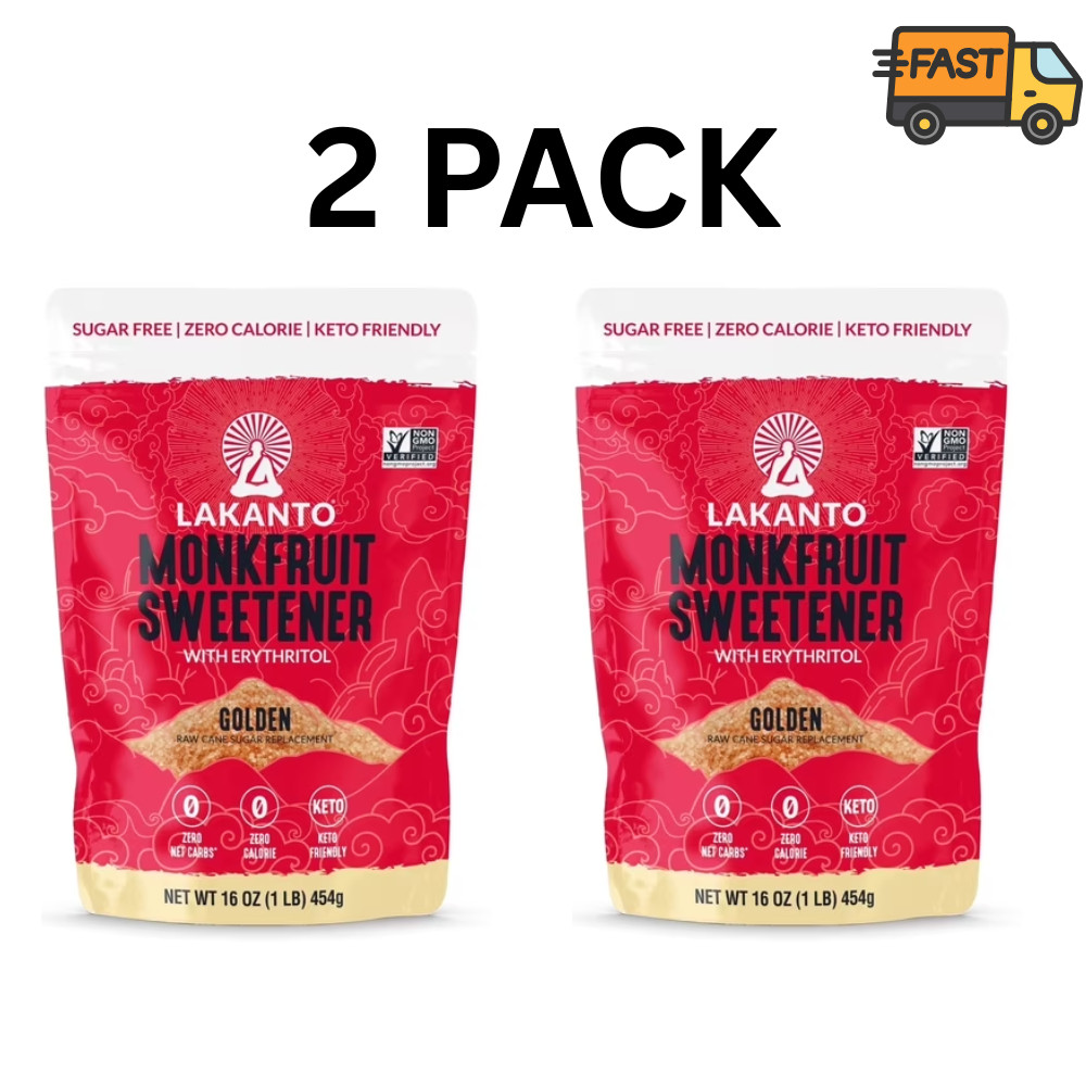 Lakanto Golden Monk Fruit Sweetener 1lb Keto Sugar Substitute Pack of 2