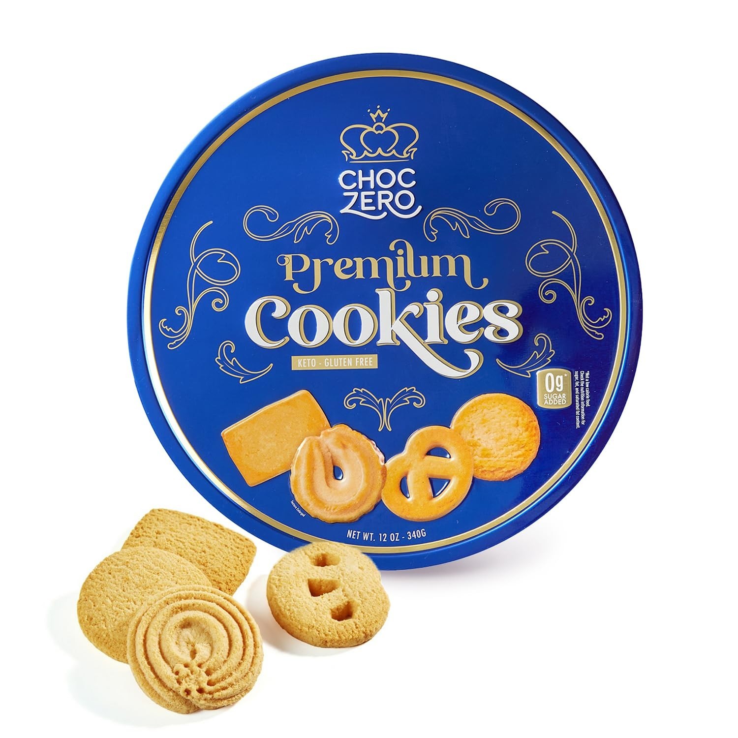 Sugar Free Butter Cookies Danish Shortbread Tin Gluten Free Keto Gift 12oz