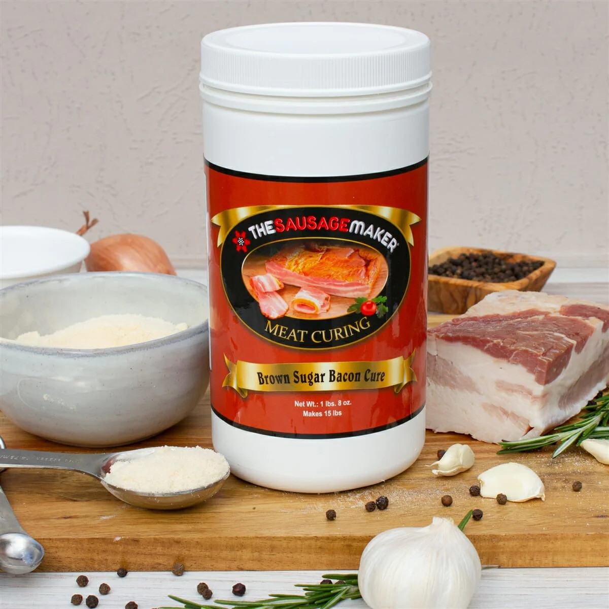 Brown Sugar Bacon Cure 1 lb 8 oz Cures 15 lbs Pork Belly – The Sausage Maker