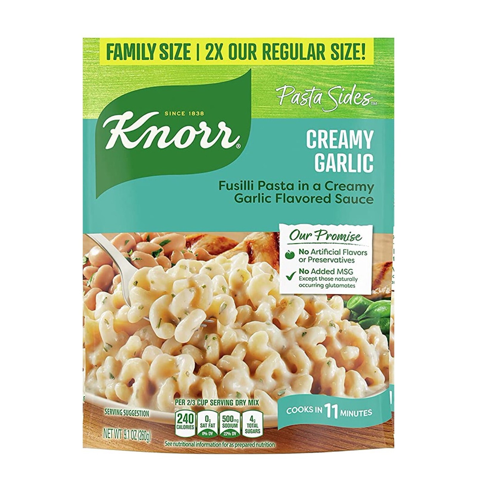 Knorr Pasta Side Dish Creamy Garlic Family Pack 9.1 oz, 1 Count