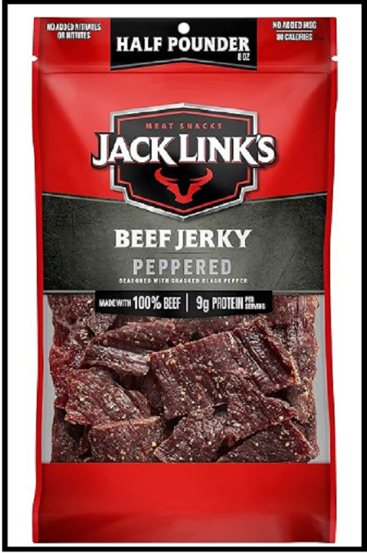 Jack Link’s Beef Jerky, Peppered, ½ Pounder Bag Flavorful Meat Snack no MSG