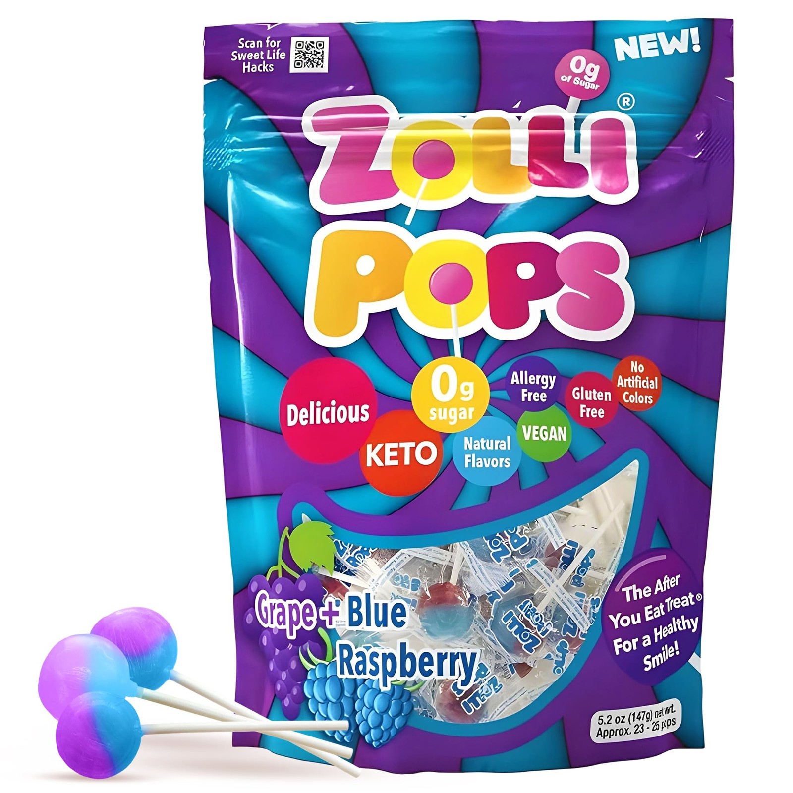 Clean Teeth Pops Sugar Free Candy Dye-Free Lollipops – Keto & Diabetic-Friend…