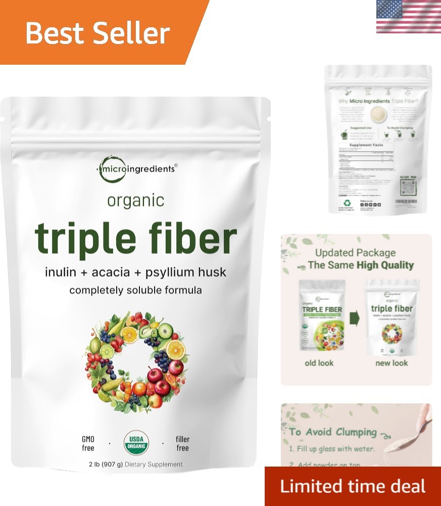 Organic Soluble Fiber Powder – 2lbs for Daily Digestive Support & Hunger Control