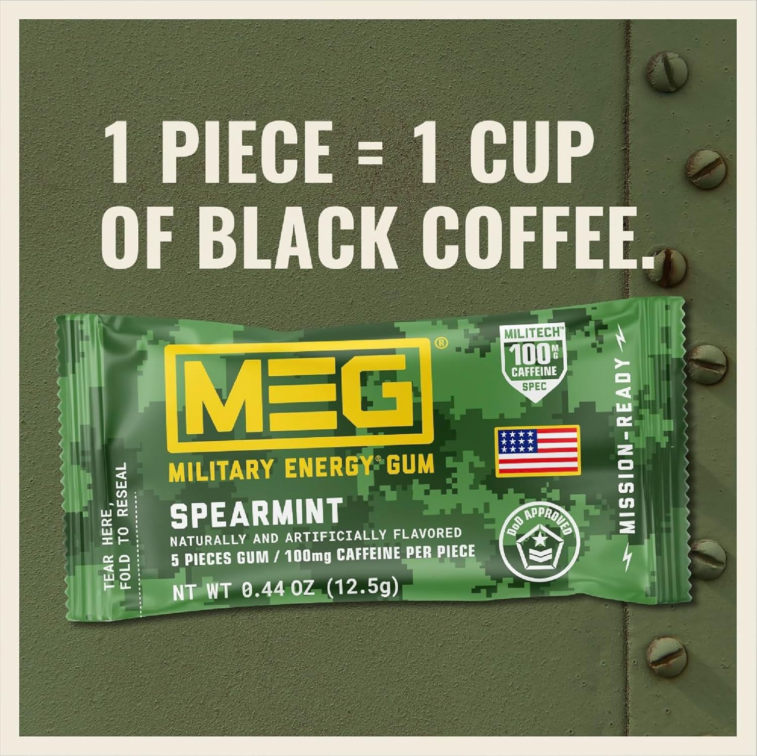 MEG – Military Energy Gum | 100mg of Caffeine Per Piece + Increase +…