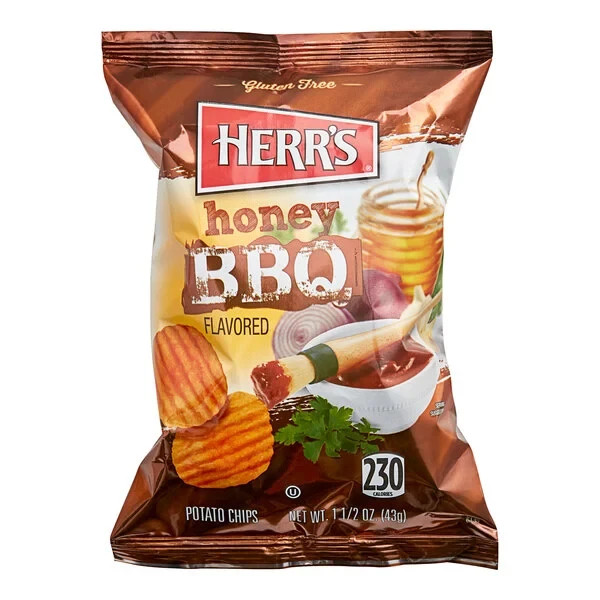 Herr’s Honey BBQ Potato Chips 1.5 oz. – 60 Ct