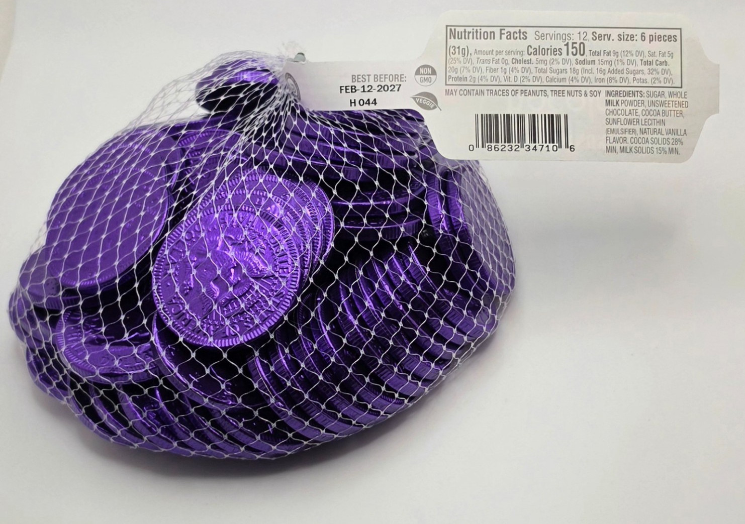 Fort Knox Half Dollar Chocolate Coins-72 count-New In Mesh Bag -From Netherlands