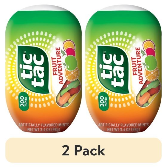 2 pk,Tic Tac Fruit Adventure, On the Go Pocket Sized Mints,200 Pieces,3.4 oz.