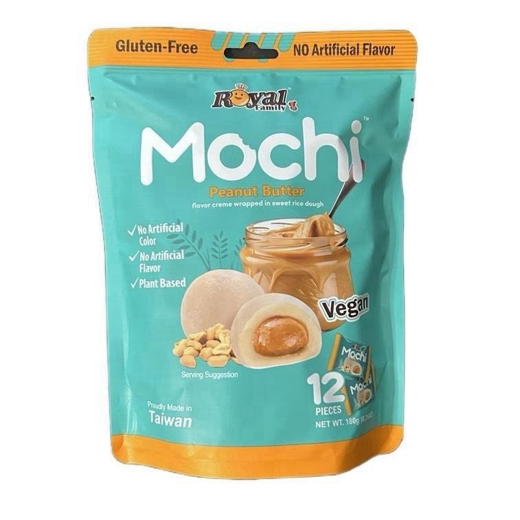 3 Pack Royal Family Mochi Peanut Butter Rice Dough 180g & 12 Pcs Each Bag