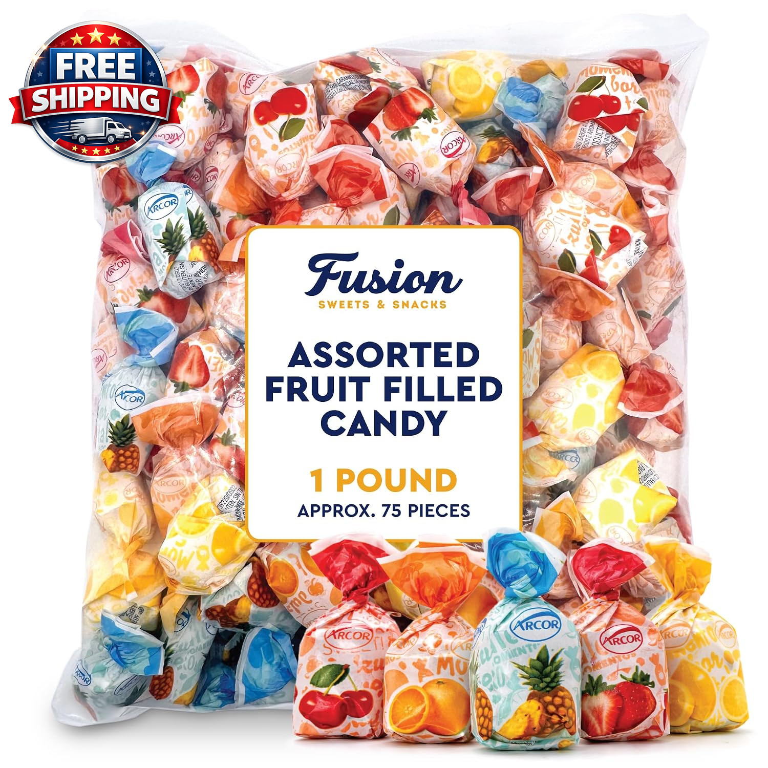 Fruit Filled Candy – Assorted 1 Pound Bulk Bag(Approx. 75 Pieces), Arcor Bon Bon