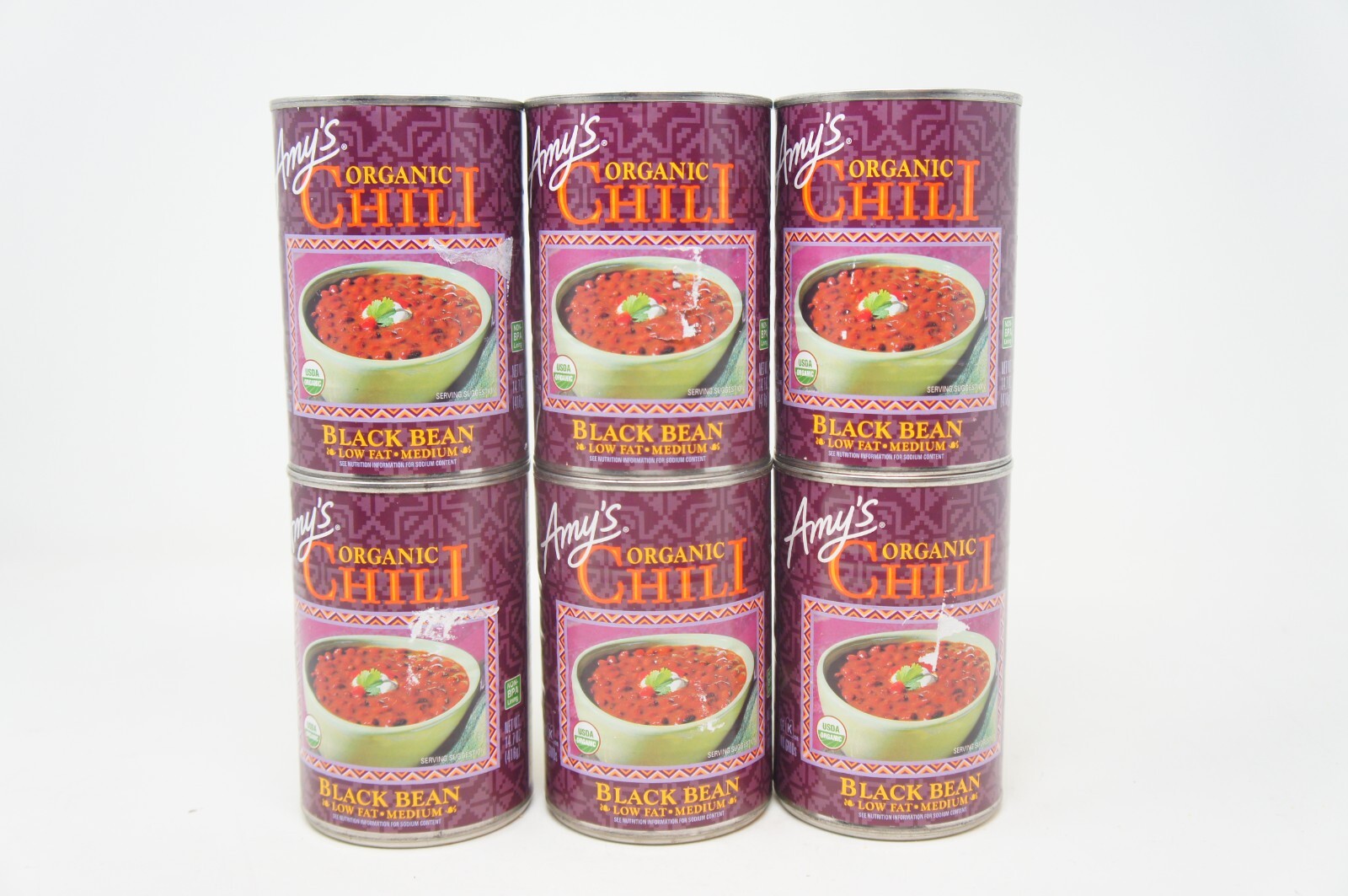 Amy’s Organic Chili Black Bean, Low Fat, Medium Heat, 6 Pk (14.7 oz Cans)