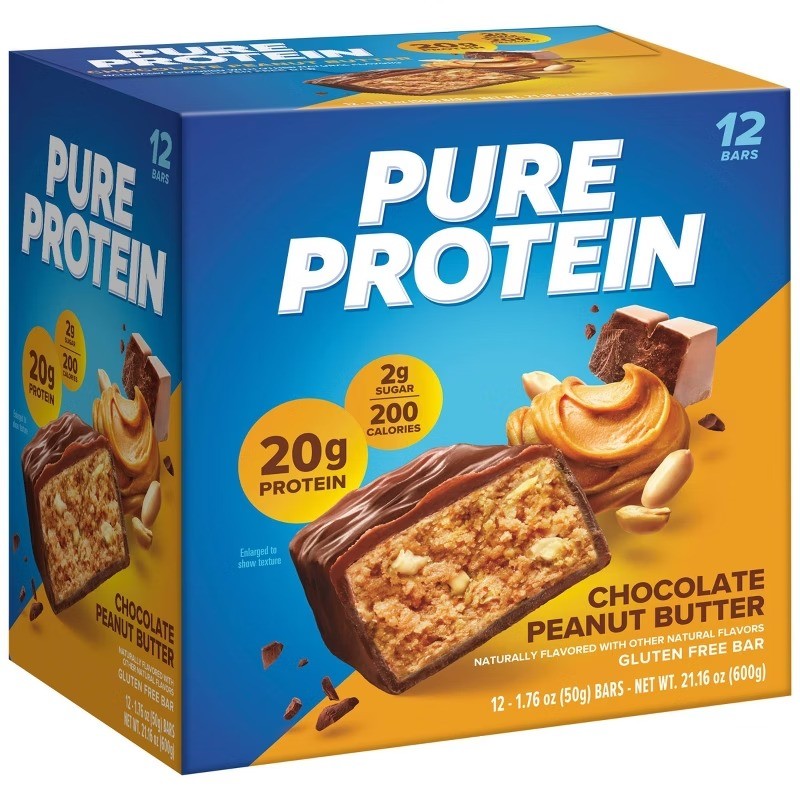 Pure Protein Choc PB Bar 20g Protein 12ct Gluten-Free Chewy