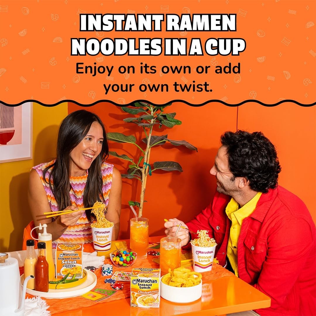 Savory Instant Lunch Chicken Ramen Cups – 12 Pack of Flavorful 2.25 Oz Noodles