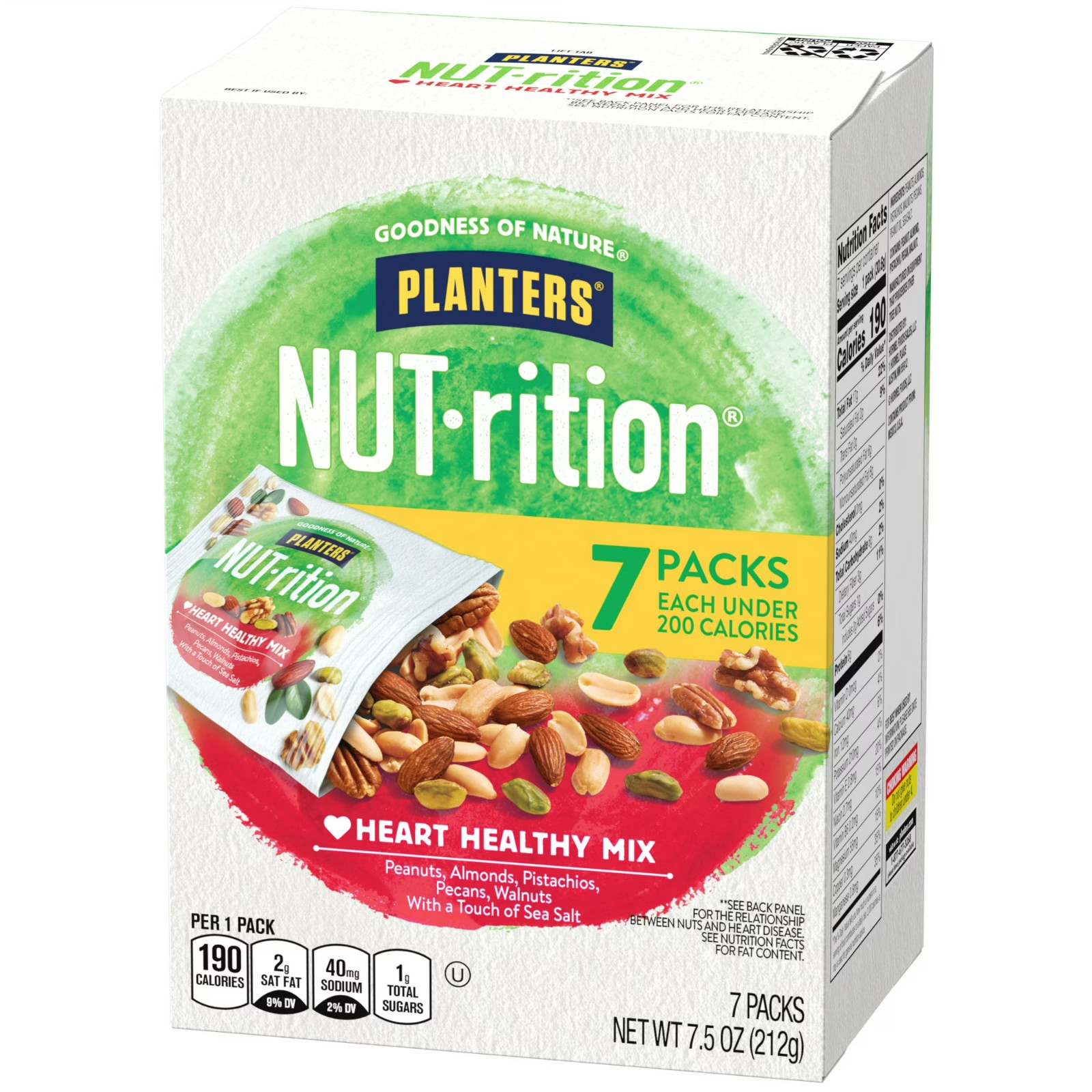 Heart Healthy Mixed Nuts Snack Packs 1 oz Bags 7 Count Pack of 2 Pantry Snacks
