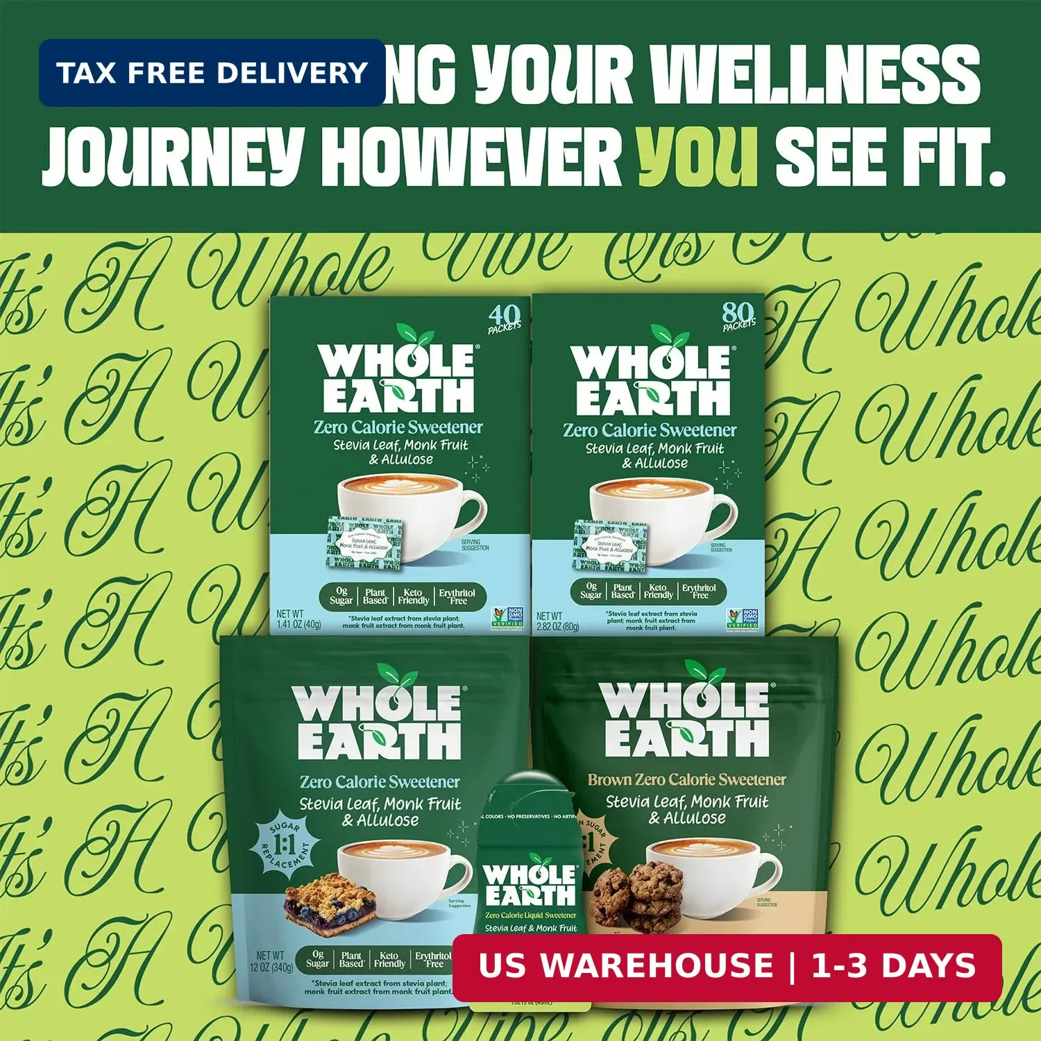 Whole Earth Zero Calorie Allulose Sweetener, Zero Calorie Sugar Substitute, Keto