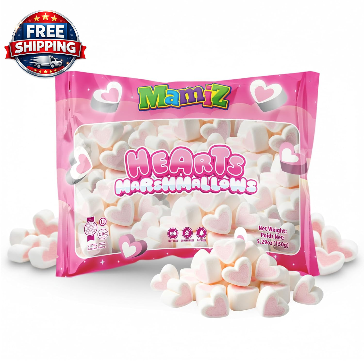 Heart Shaped Marshmallows, – Valentine’S Day Candy for Kids, Soft & Fluffy, Part