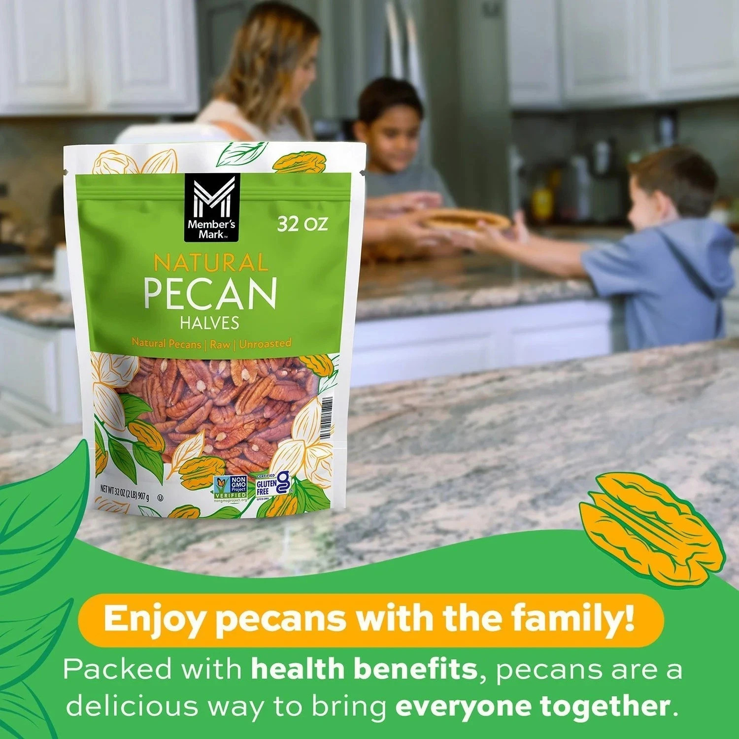 2 PACK – Member’s Mark Natural Pecan Halves 2 lbs (Total 4 lbs) FRESH!!