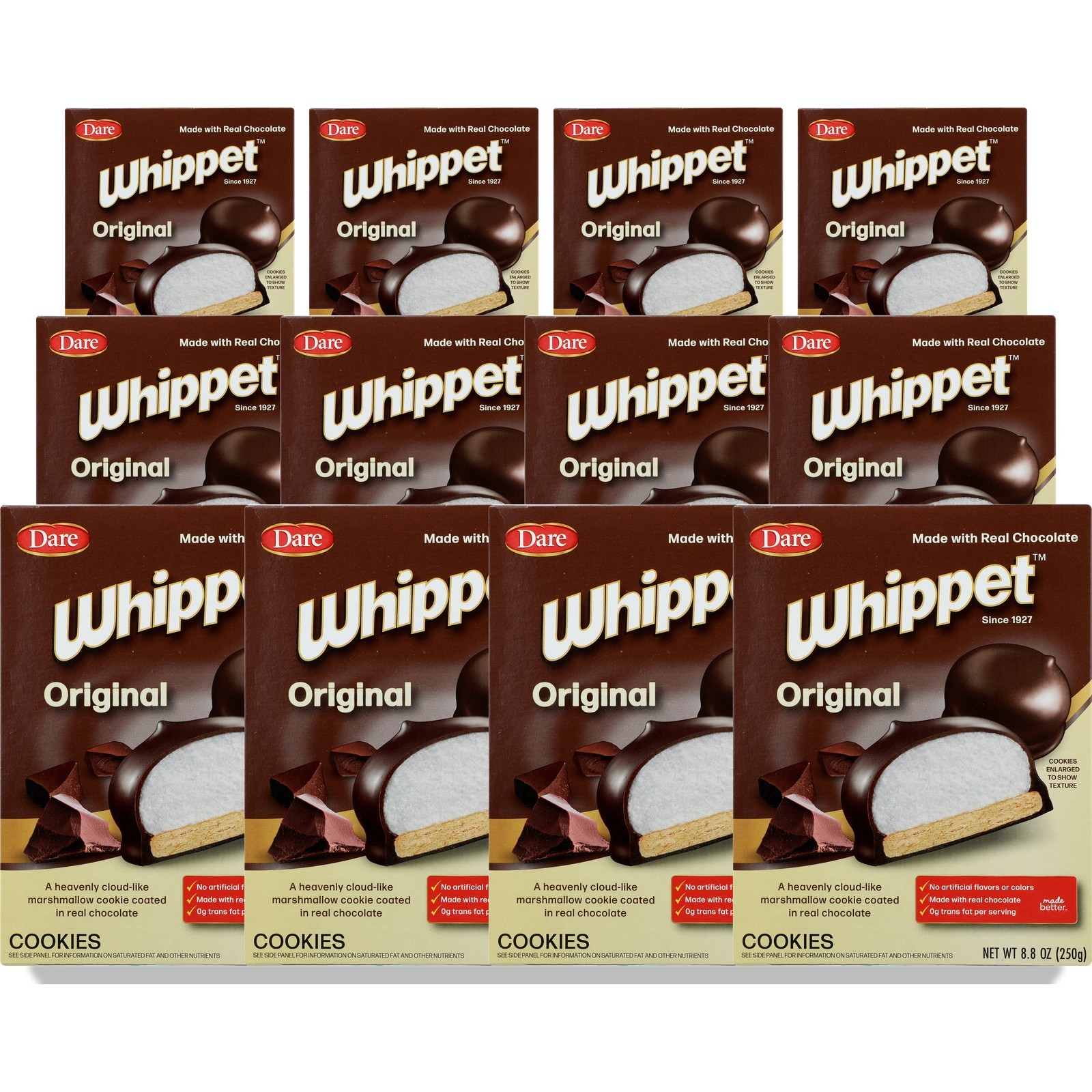 Dare Whippet Marshmallow Chocolate Cookies 8.8 Oz 12 Pack