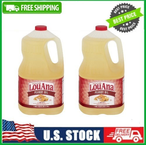 2 Pack LouAna Pure Peanut Oil for High-Heat Cooking, 128 fl oz Pk