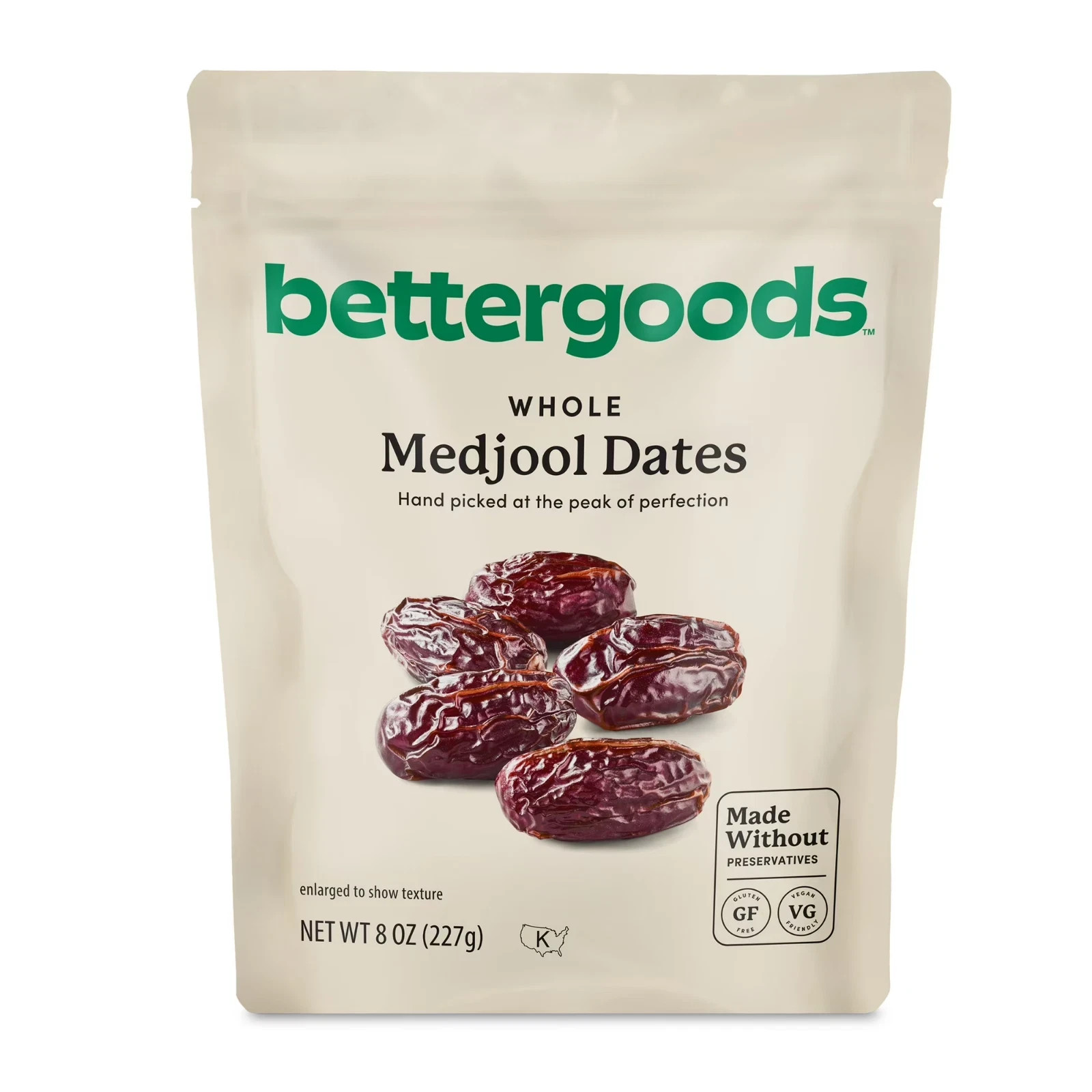 bettergoods Whole Medjool Dates Dried Fruit, 8-ounce BAG