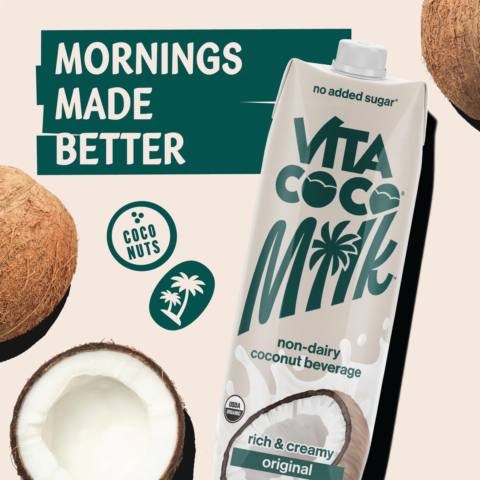 Vita Coco USDA Organic Coconut Milk, Plant Based, 5.63 Fl Oz (Pack of 6)