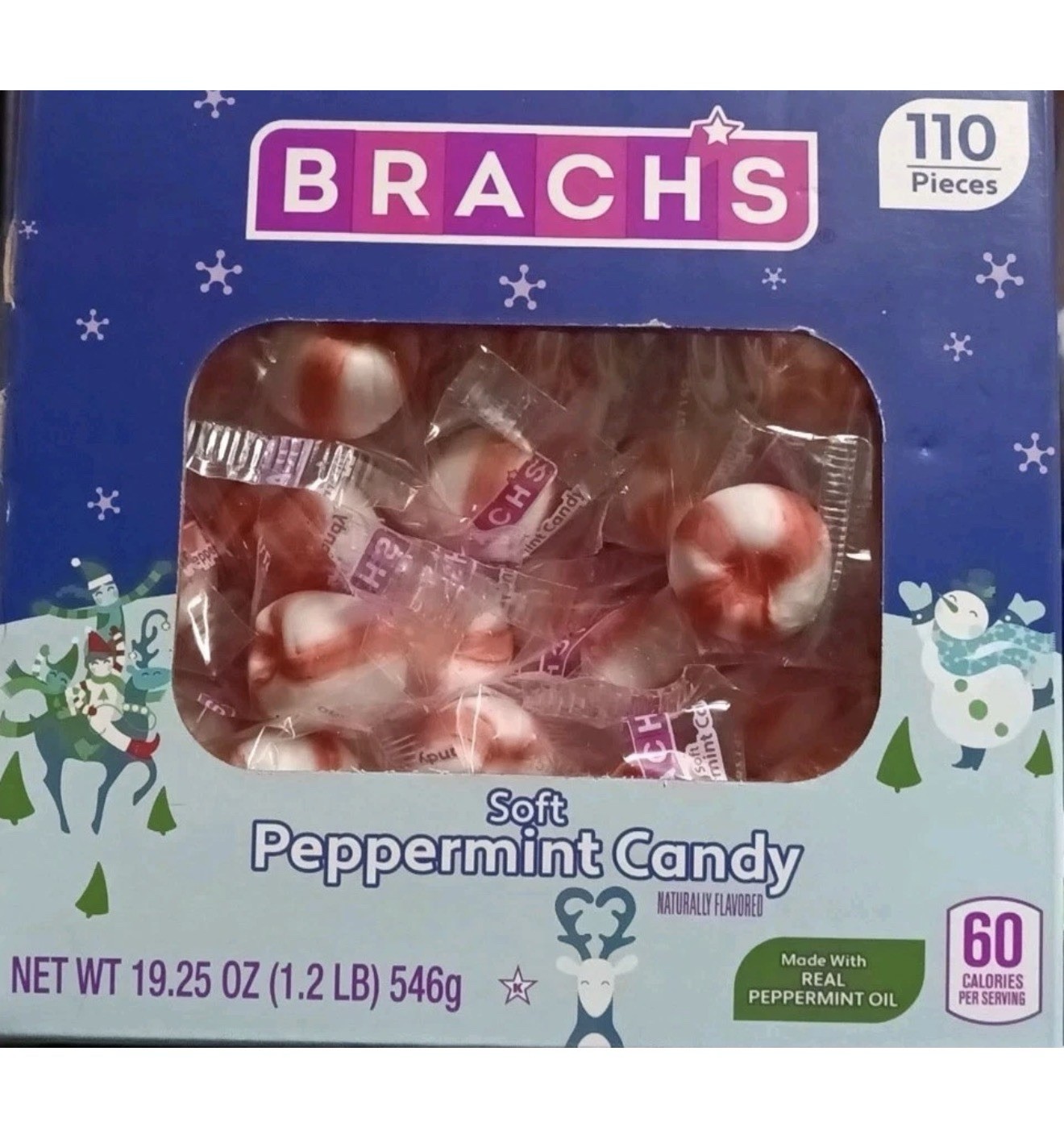Brach’s Holiday Soft Peppermint Candy Individually Wrapped Mints 19.25oz 110 ct