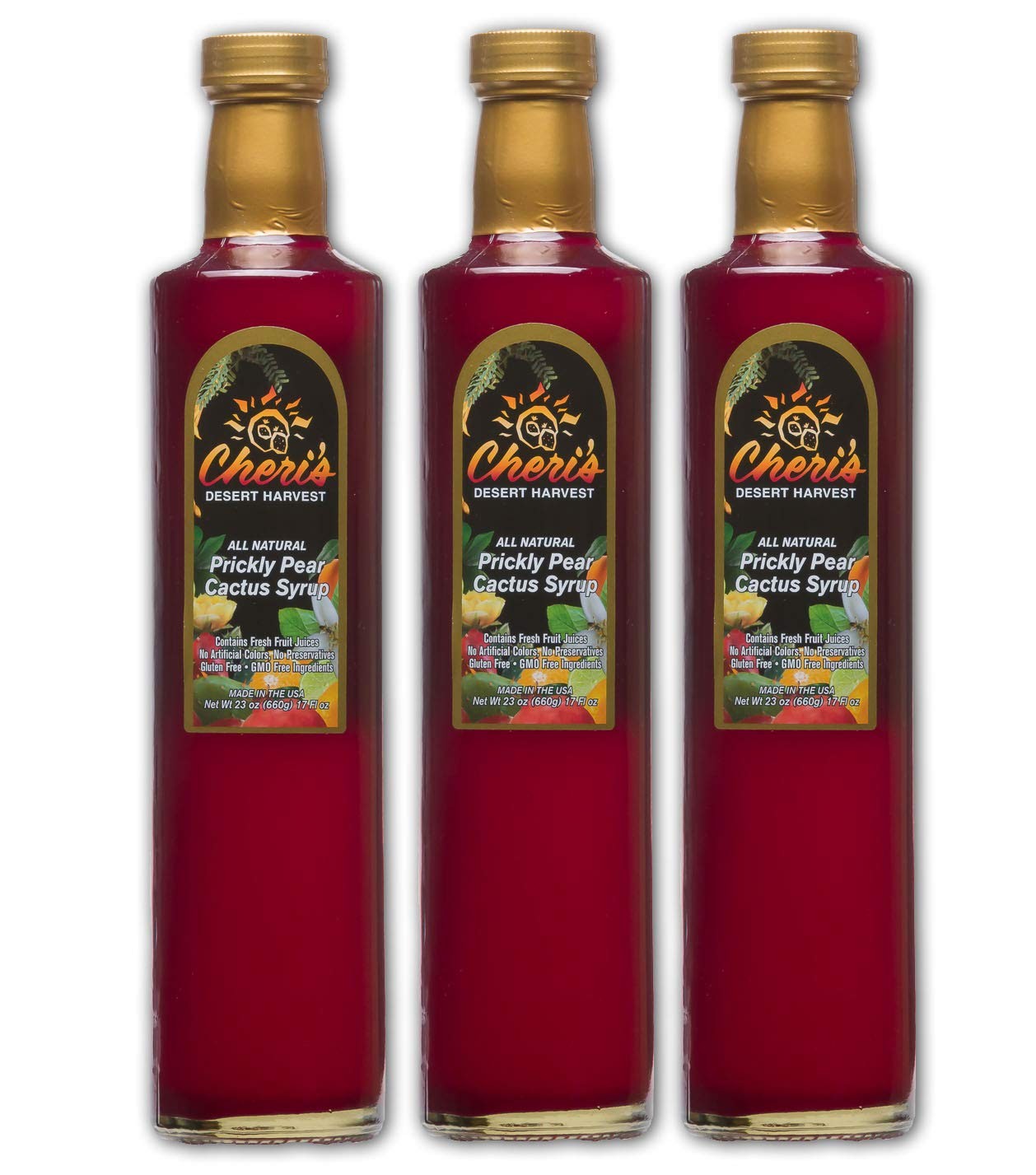 CHERIS DESERT HARVEST Prickly Pear Cactus Syrup 23OZ (3 Pack)
