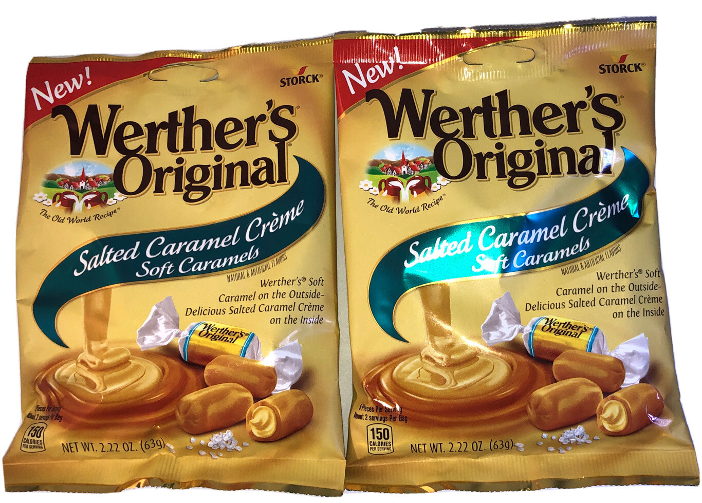 2 BAGS 2.22oz ea SALTED CARAMEL CREME Soft Caramels By Werther’s Original-SHIP24
