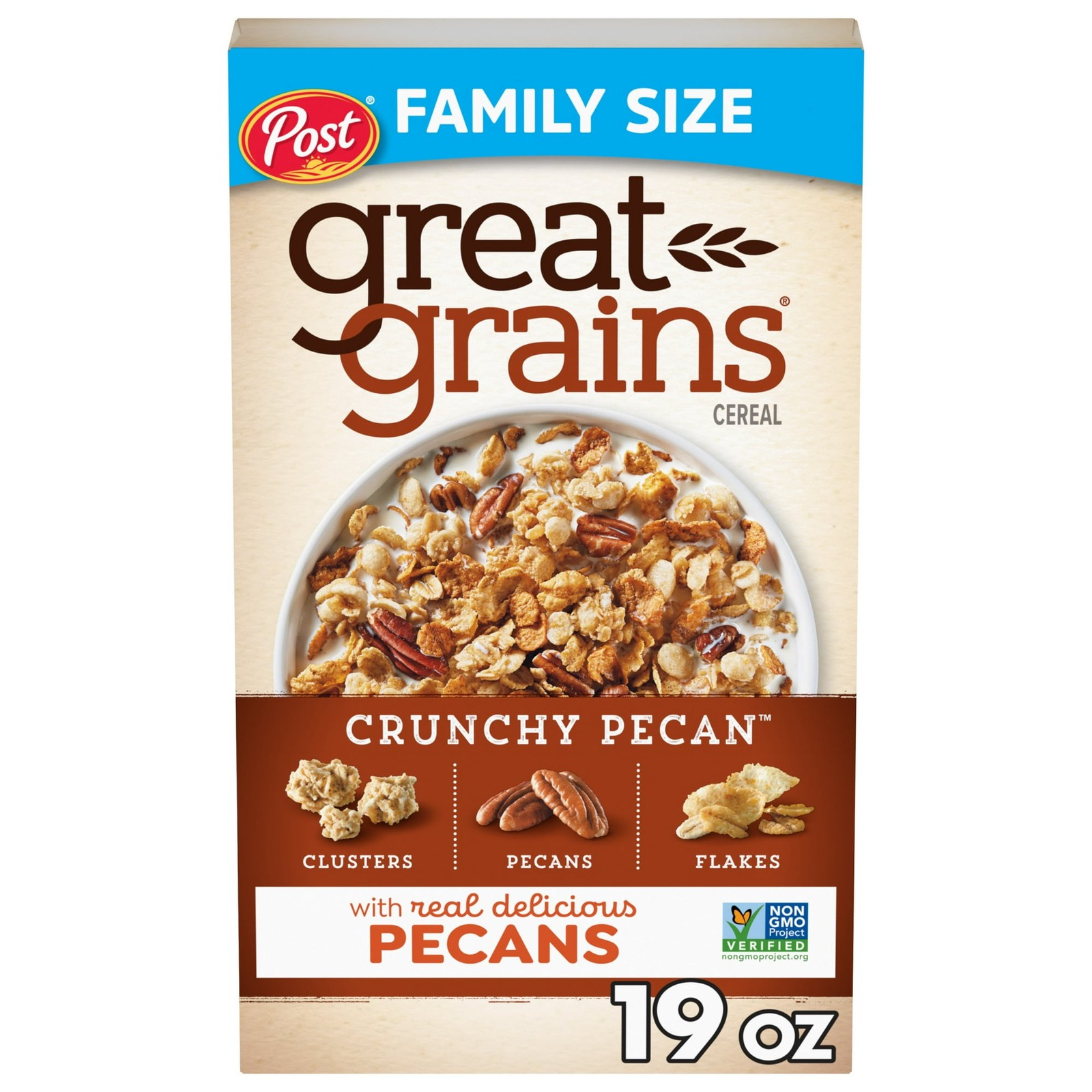 Post Great Grains Crunchy Pecan Cereal Whole Grain Low Fat 19oz