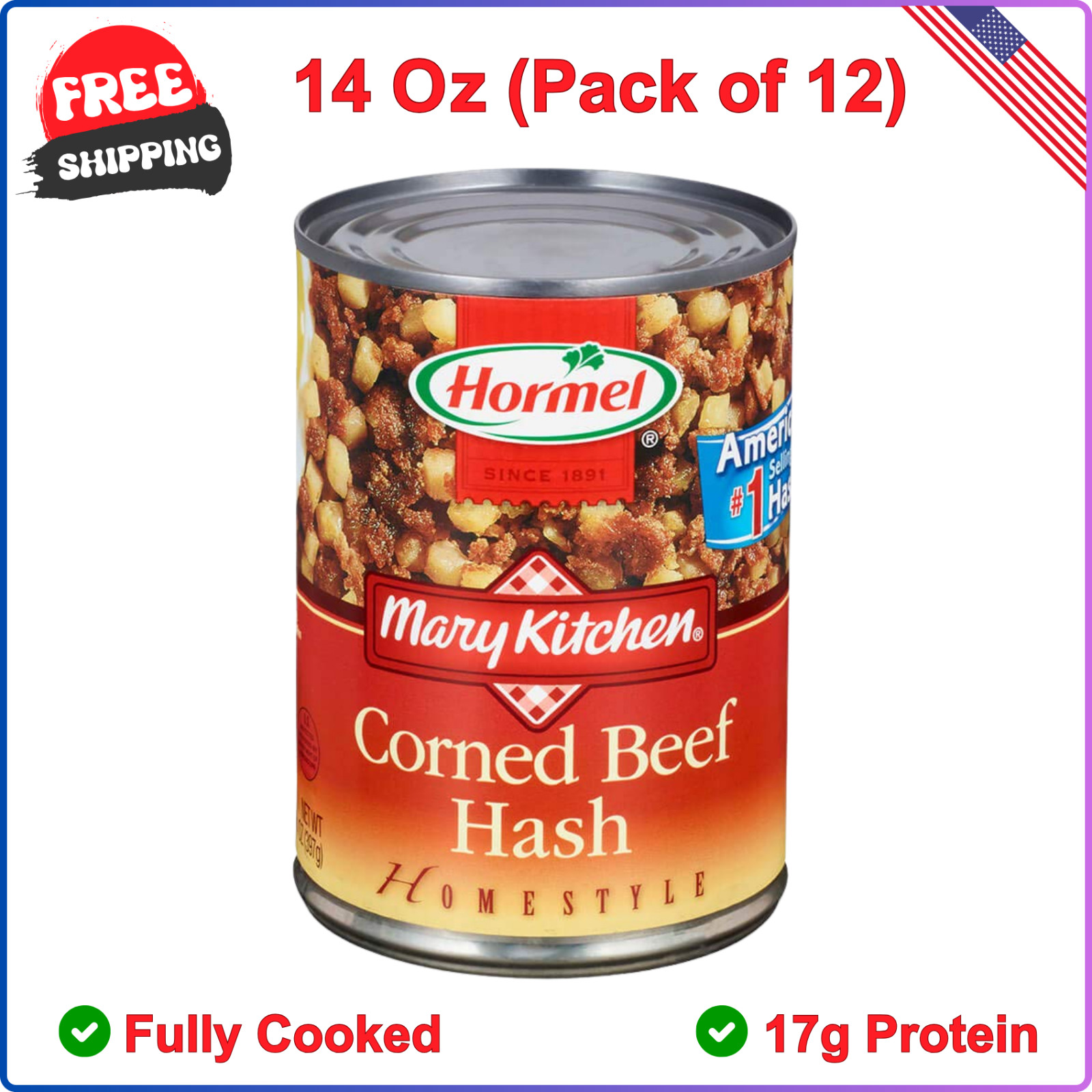 Mary Kitchen Hash Corned Beef Hash 14 oz 8 Pack, Fully Cooked, Ready To Serve