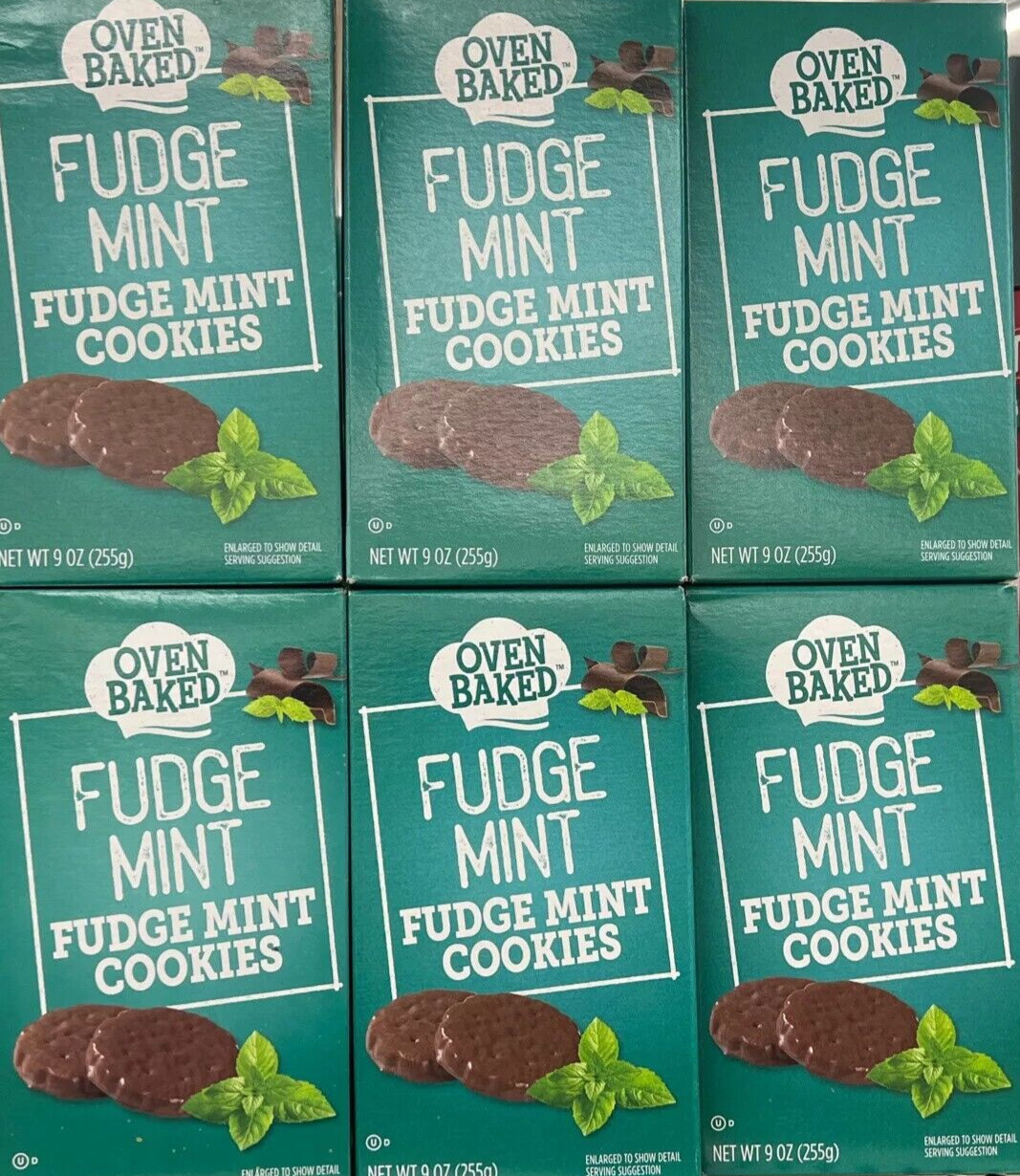 Oven Baked FUDGE MINT Fudge Mint Cookies 9 oz. each box (LOT LOF 6 BOXES)