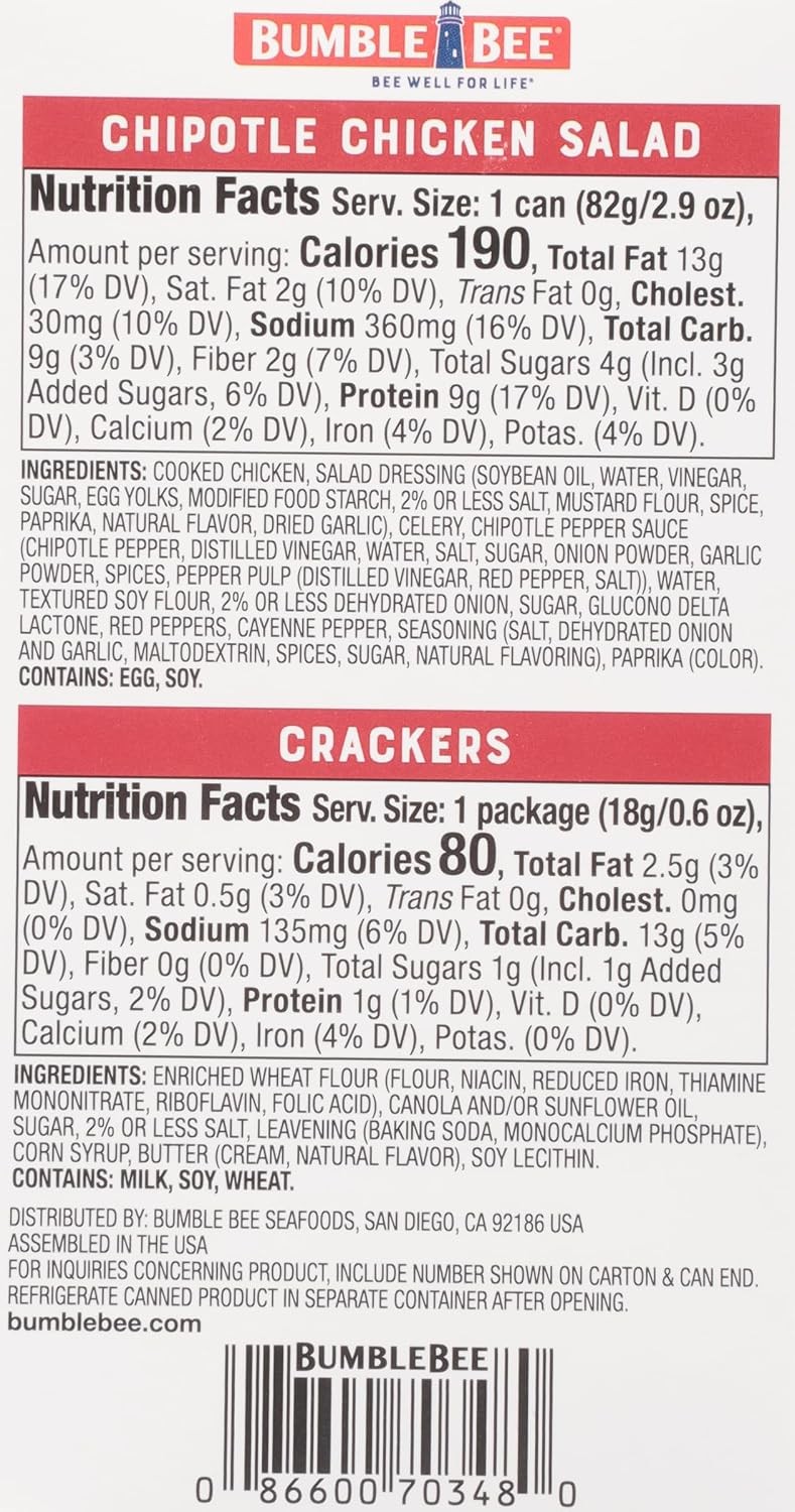 Bumble Bee Snack On The Run Chipotle Chicken Salad Crackers