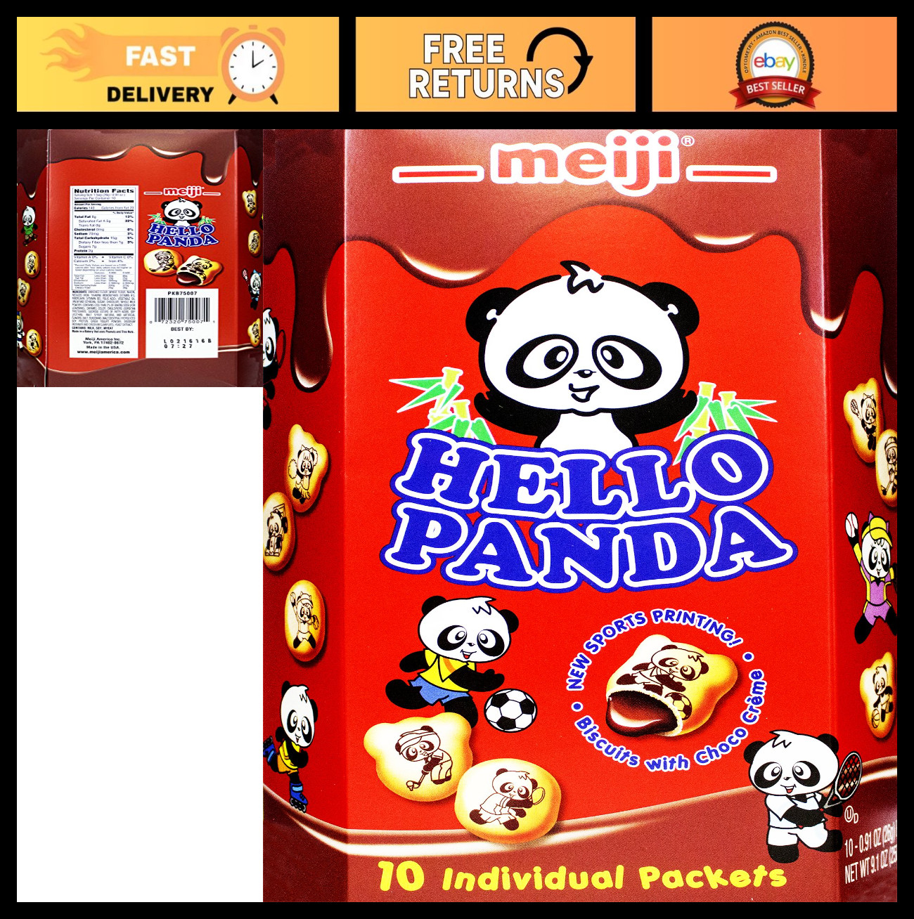 Chocolate Panda Cookies Family Pack – 9.1 oz, 10 Individual Snack Packets