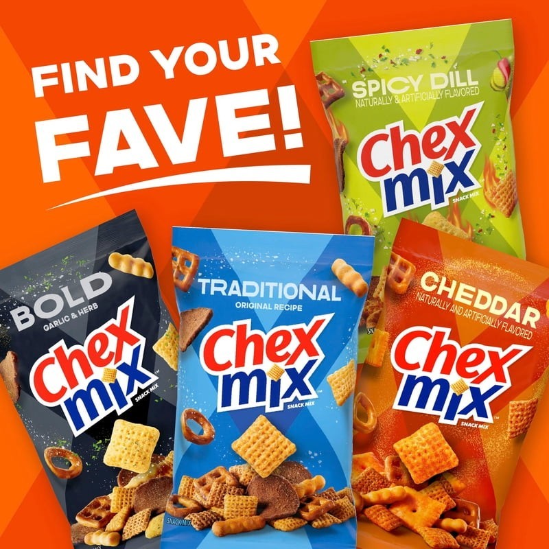 Chex Mix Cheddar Snack Mix, Salty Snacks Tub, 20 oz