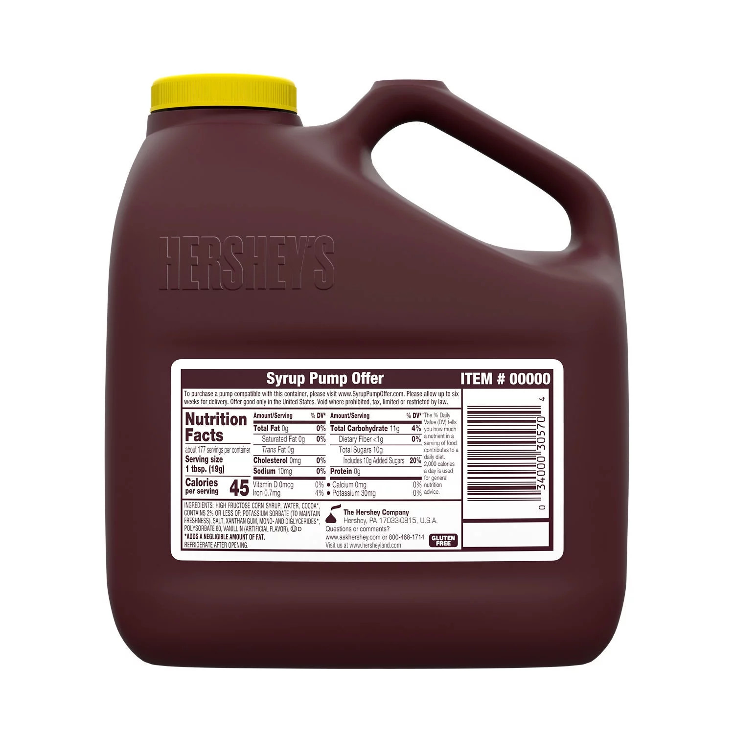 Hershey’s Chocolate Syrup, Bulk Jug 7 lb 8 oz