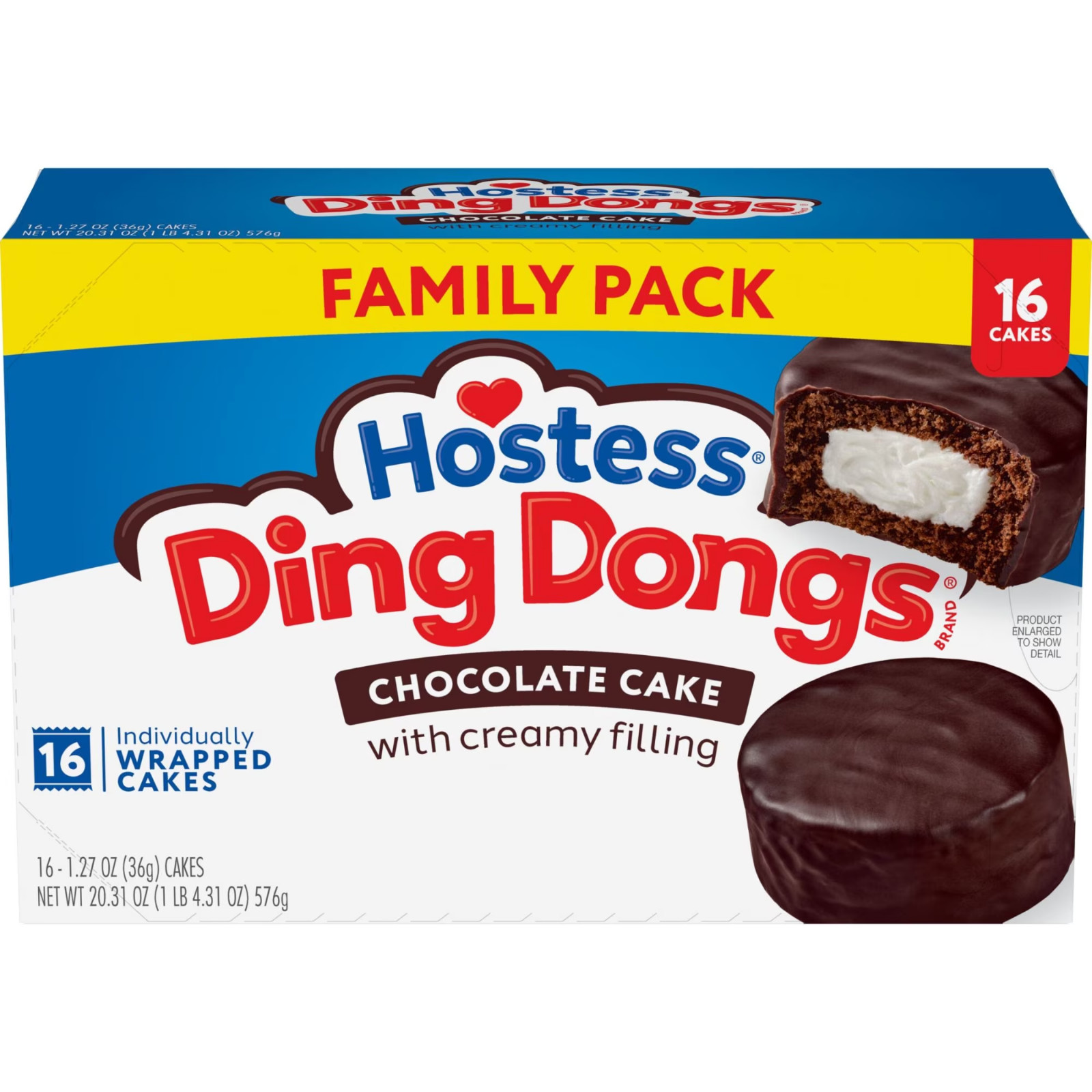 Hostess Ding Dongs Snack Cakes Chocolate Flavor 20.31 oz Box (16 Count)@@