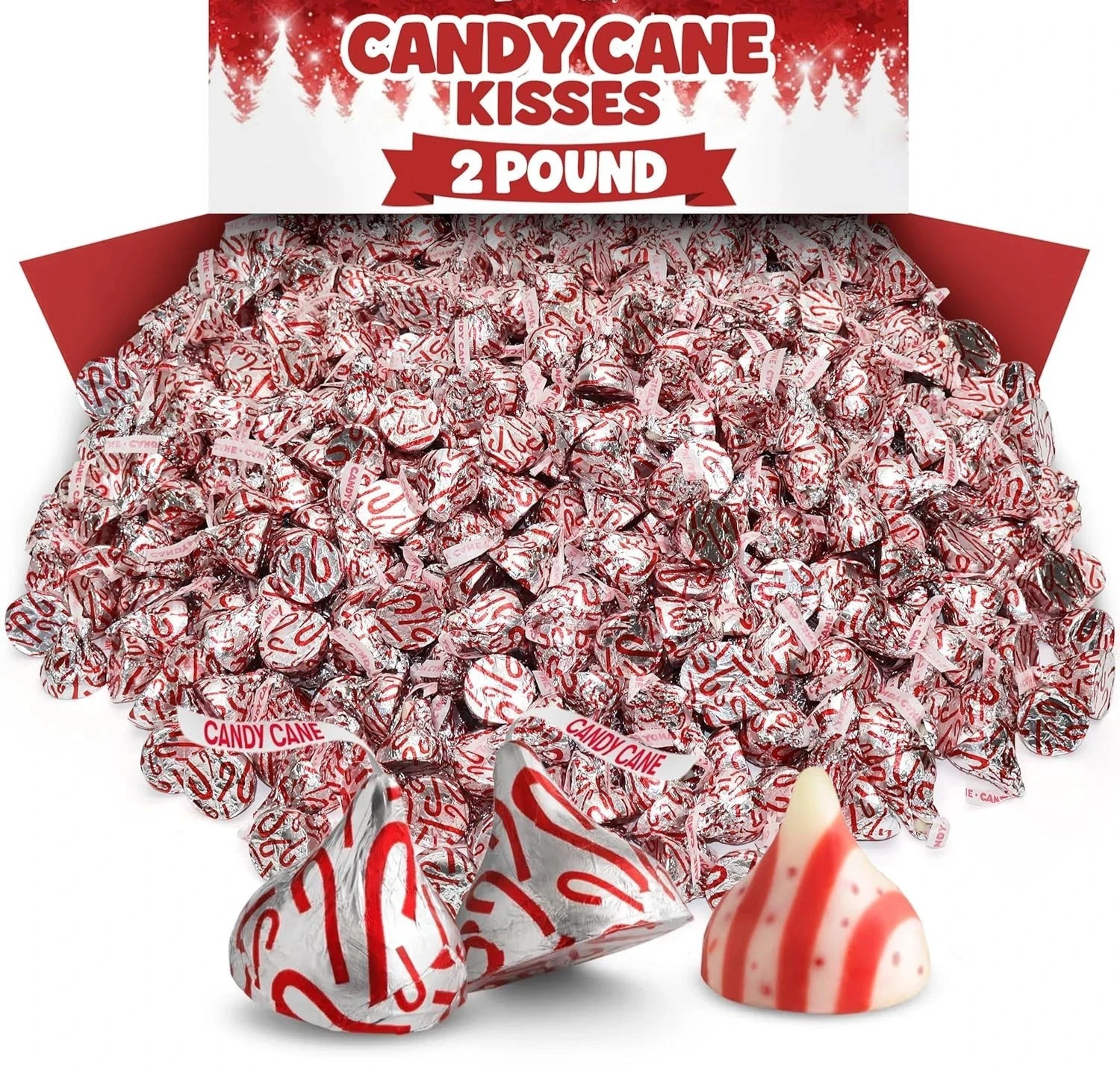 Hershey’s Kisses Candy Cane Mint With Stripes & Candy Bits Holiday (2 Pounds)