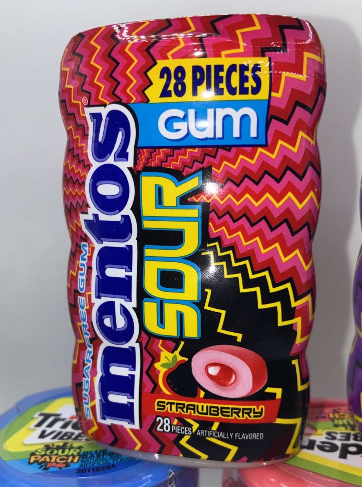 🍭LOT Mentos & Trident Sour Grape,Strawberry,Watermelon Gum 6 Bottles Sugar Free