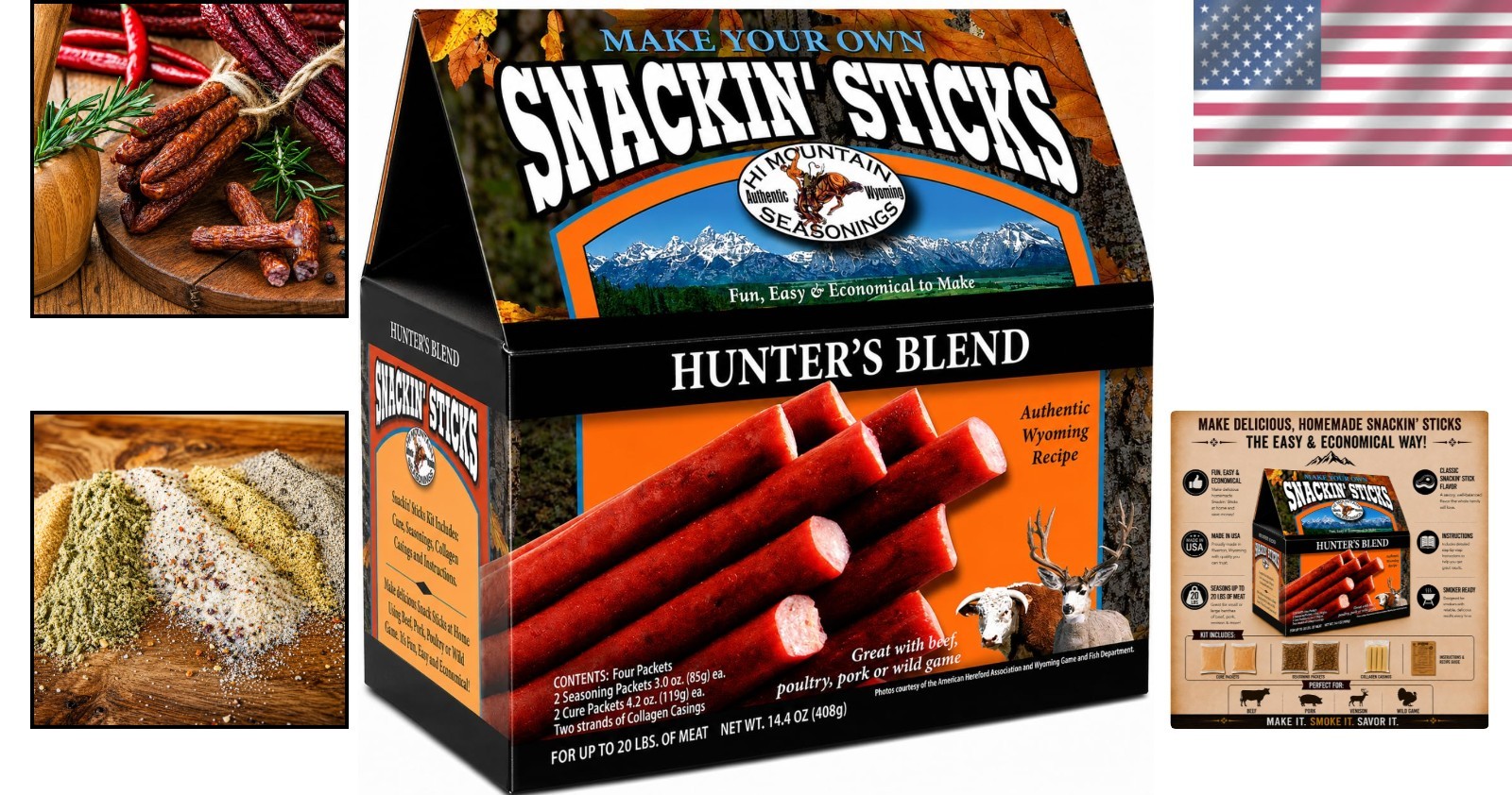 Snack Stick Seasoning Kit 14.4 Ounce Includes Seasoning Cure Casings Directions