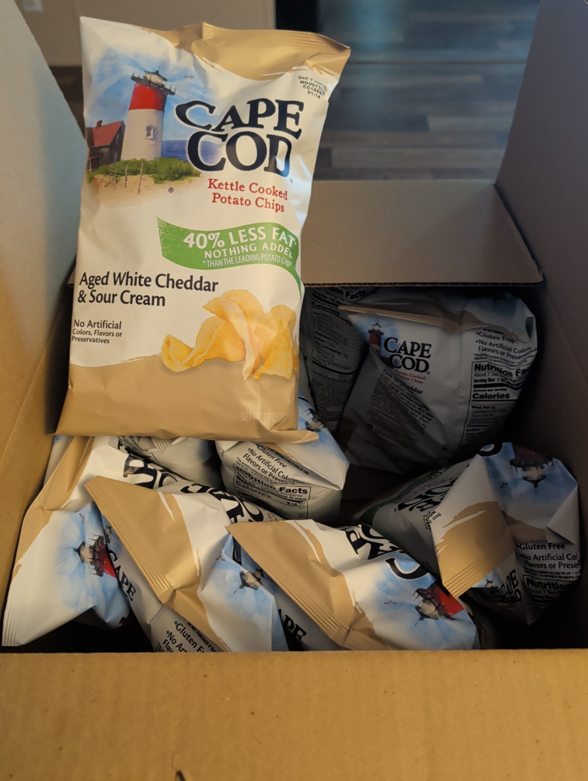Cape Cod Chips Case Of 12 LF AGED WHITE CHEDDAR Exp 11/07/2026